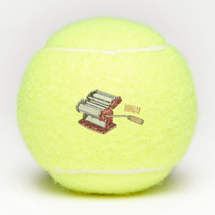 Pasta maker cartoon illustration tennis balls