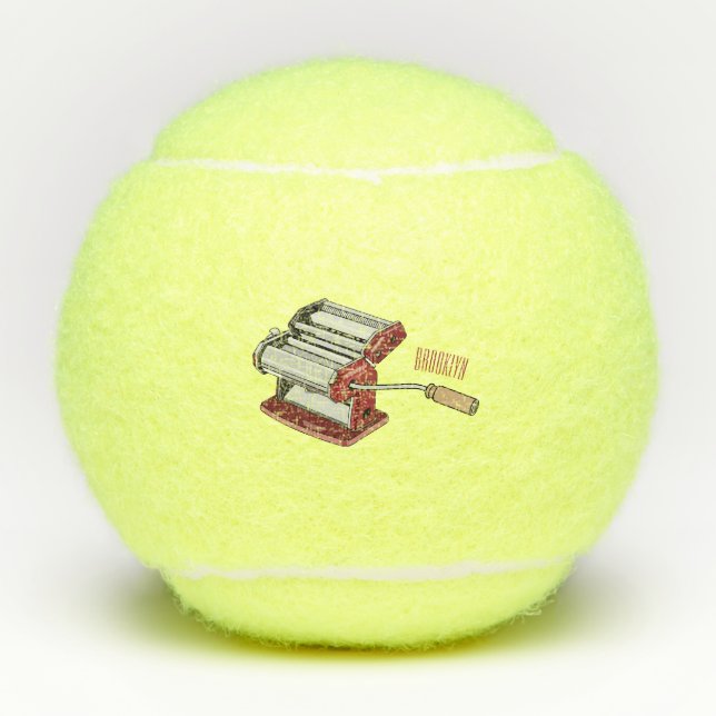Pasta maker cartoon illustration  tennis balls (Front)