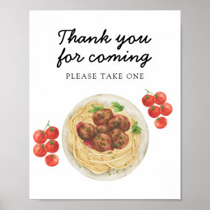 Pasta Meatballs baby shower Thank you for coming Poster