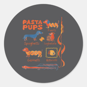Pasta P Dog Funny Dachshund Dog Pasta Foodie Dog S Classic Round Sticker