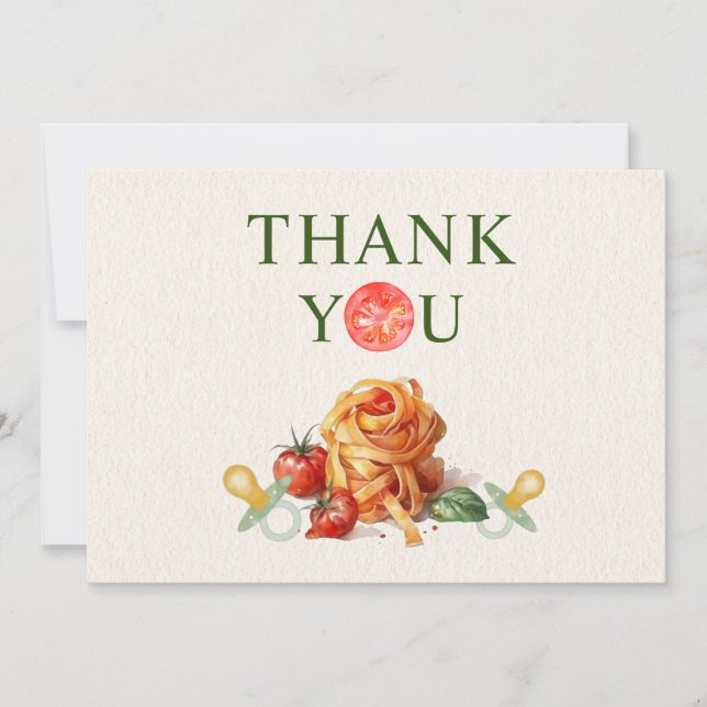 Pasta & Pacifiers Baby Shower Thank You Card (Front)