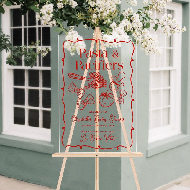 Pasta & Pacifiers Italian Baby Shower Welcome (Pasta & Pacifiers Italian Baby Shower Welcome Acrylic Sign)