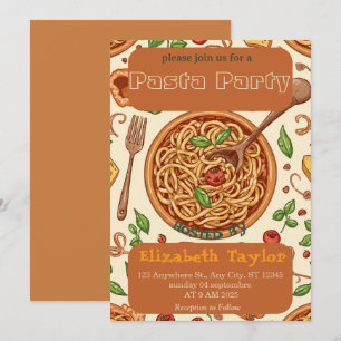 Pasta Party Invitation Italian Dinner Celebration