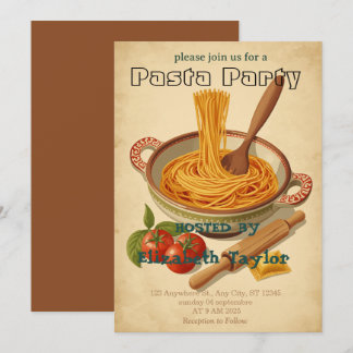 Pasta Party Invitation Italian Dinner Celebration