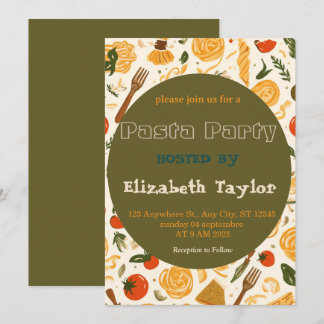 Pasta Party Invitation Italian Dinner Celebration