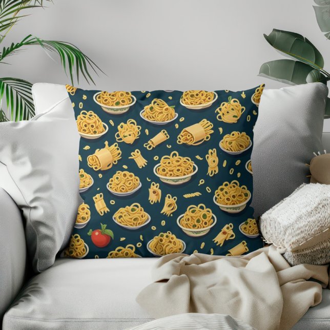 Pasta Pattern Celebrate National Pasta Month Throw Pillow (Creator Uploaded)