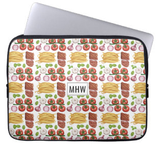 Pasta Pattern custom monogram laptop sleeves