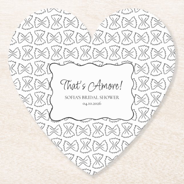 Pasta Pattern That's Amore Italian Bridal Shower Paper Coaster (Front)