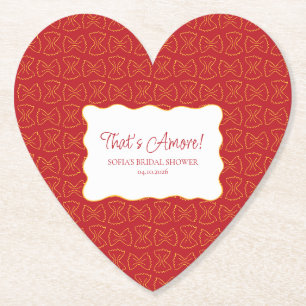 Pasta Pattern That's Amore Italian Bridal Shower Paper Coaster