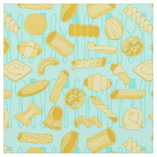 Pasta Patterned Blue and Beige Fabric