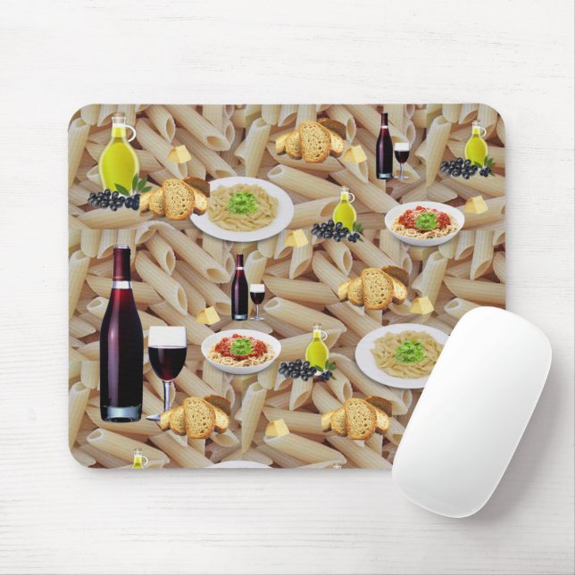 Pasta Red Wine Mouse Pad! Mouse Pad (With Mouse)