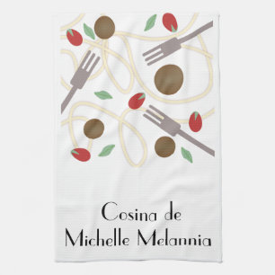 Pasta Spaghetti Dinner Lovers Chef Kitchen Towel