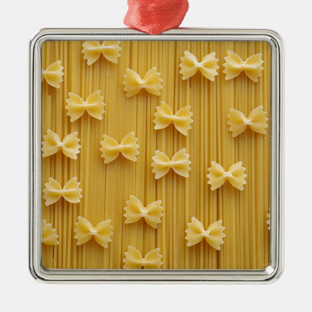 Pasta Spaghetti Noodles Abstract Metal Ornament (Front)