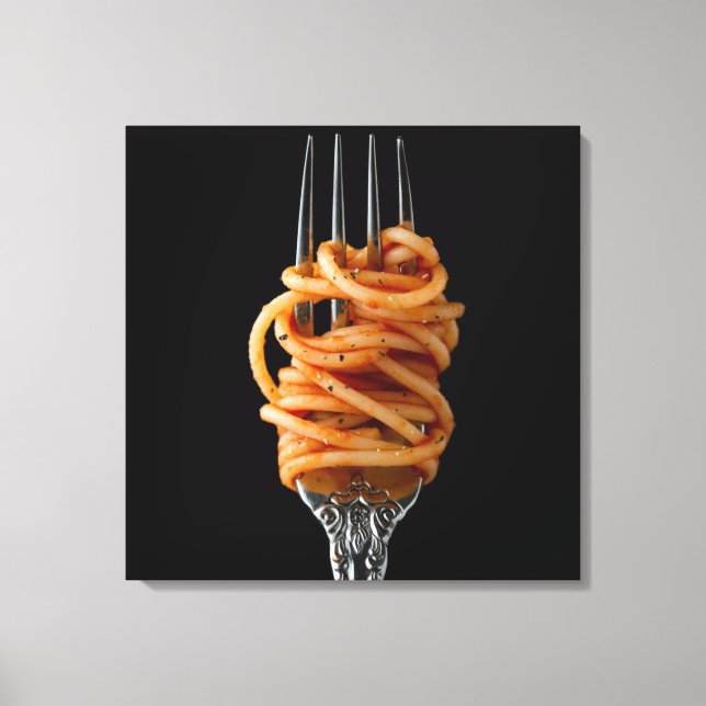 Pasta spun on a Fork, Food Spaghetti Canvas Print (Front)