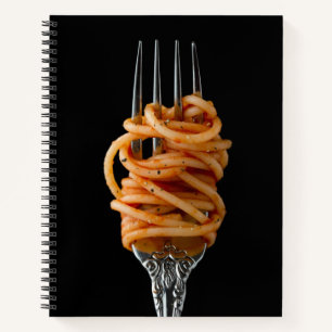 Pasta spun on a Fork, Food Spaghetti Notebook