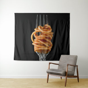 Pasta spun on a Fork, Food Spaghetti Tapestry