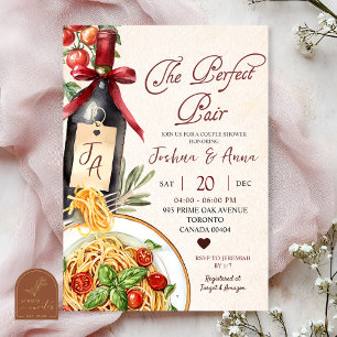 Pasta Wine Perfect Pair Bridal Shower Invitation