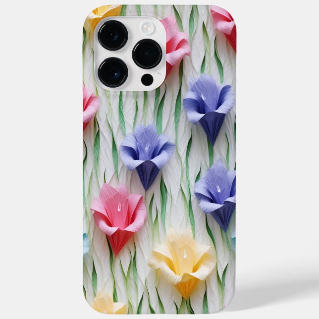 PASTEL 3-D PAPER LOOK GLADIOLA FLOWERS Case-Mate iPhone CASE (Back)