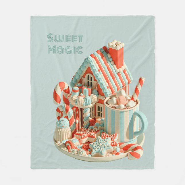 Pastel 3D Candy House Sweet Magic Fleece Blanket (Front)