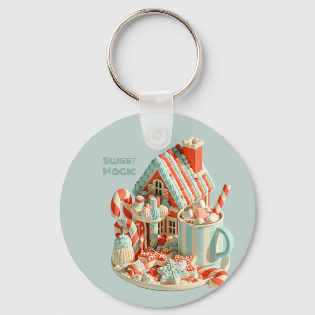 Pastel 3D Candy House Sweet Magic Keychain (Front)