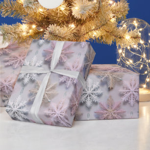 Pastel 3D Snowflakes Wrapping Paper