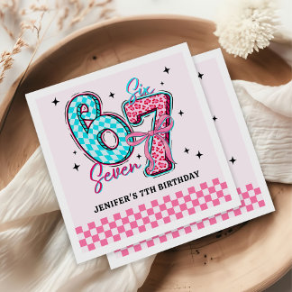 Pastel 67 Six Seven Girl Birthday Party Napkin