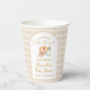 Pastel A Little Cutie Pie Gingham Fall Baby Shower Paper Cups