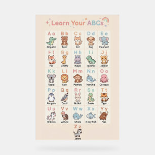 Pastel ABC Animals Poster for Kids