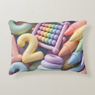 Pastel ABC Learning Burst - Inflated 3D Educationa Accent Pillow