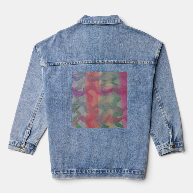 Pastel Abstract Art Denim Jacket (Back)