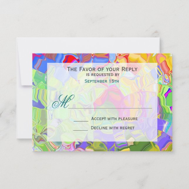 Pastel Abstract Art Wedding RSVP Response Cards (Front)