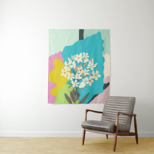 Pastel Abstract Artistic Floral Colour Blocks Tapestry