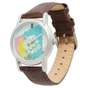 Pastel Abstract Artistic Floral Colour Blocks  Watch