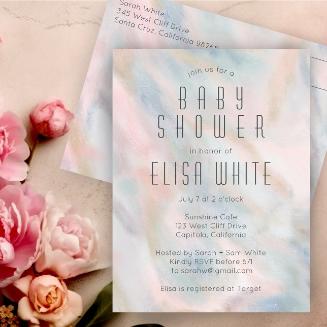 Pastel Abstract Elegant Chic CUSTOM BABY SHOWER Invitation Postcard (Pastel Abstract Elegant Chic CUSTOM BABY SHOWER Invitation Postcard
)