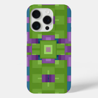 Pastel Abstract Green and Purple Square Design iPhone 15 Pro Case