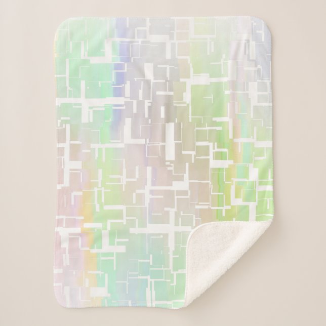 Pastel Abstract Multicolored Pattern Sherpa Blanket (Front)