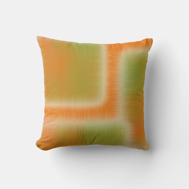 Pastel Abstract Orange and Lime Throw Pillow (Front)