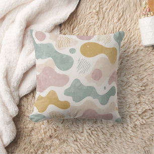 Pastel Abstract Organic Shapes Pattern Throw Pillow
