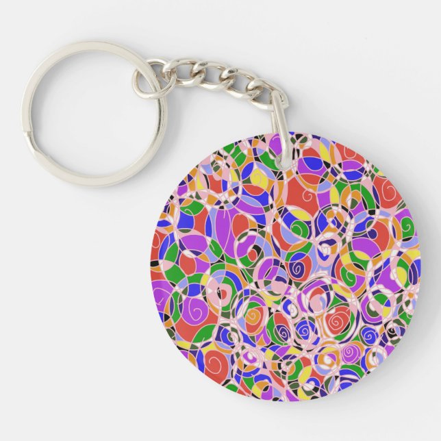 Pastel abstract patterned  keychain (Front)