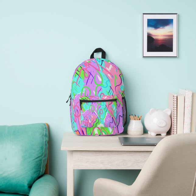 Pastel Abstract Pop Art  Printed Backpack (Insitu)
