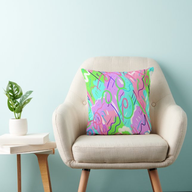Pastel Abstract Pop Art  Throw Pillow (Chair)