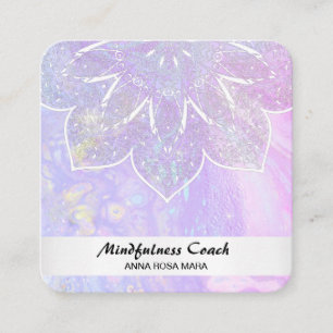 *~* Pastel Abstract QR code Mandala Reiki Yoga Square Business Card