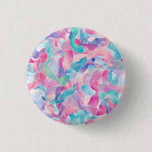 Pastel Abstract Ribbon Pattern 1 Inch Round Button