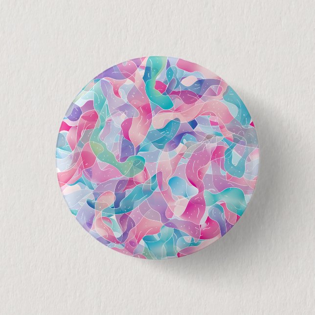Pastel Abstract Ribbon Pattern 1 Inch Round Button (Front)