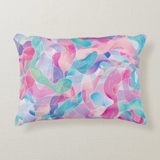Pastel Abstract Ribbon Pattern Accent Pillow (Front)
