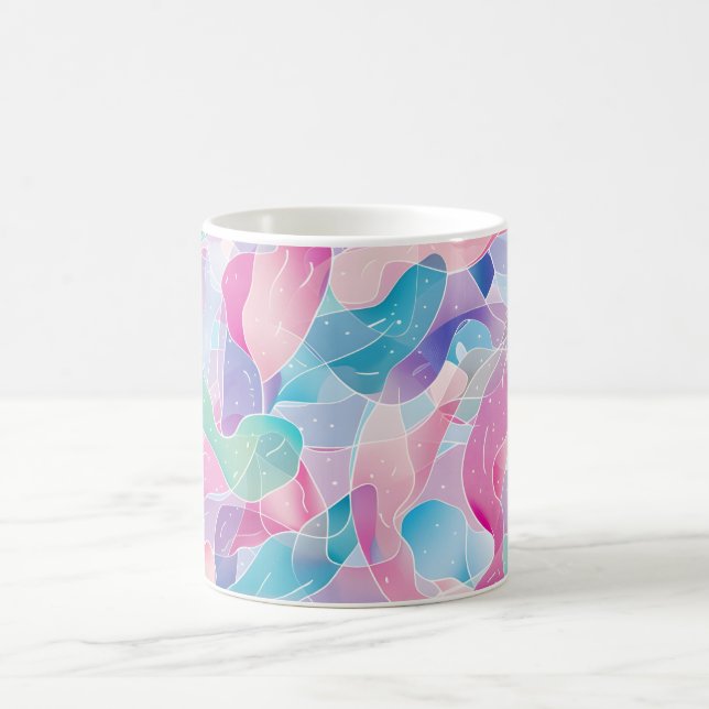 Pastel Abstract Ribbon Pattern Coffee Mug (Center)