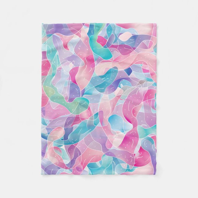 Pastel Abstract Ribbon Pattern Fleece Blanket (Front)
