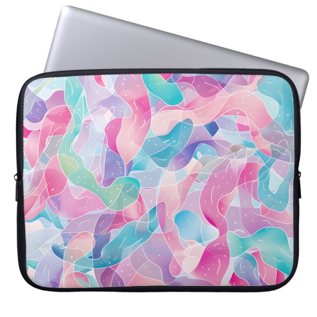 Pastel Abstract Ribbon Pattern Laptop Sleeve (Front)