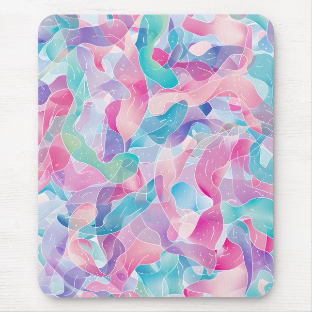 Pastel Abstract Ribbon Pattern Mouse Pad (Front)