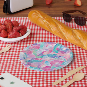 Pastel Abstract Ribbon Pattern Paper Plate